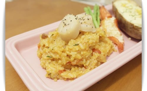 [My Little Kitchen] 小小豐盛晚餐!! – 干貝龍蝦濃湯燉飯+焗烤起士馬鈴薯