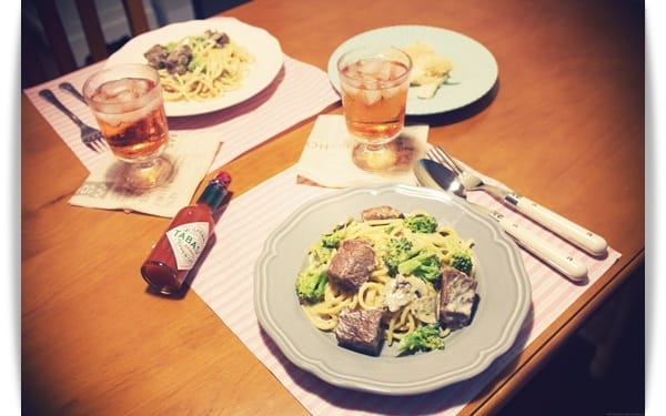 [My Little Kitchen] 超簡單，一鍋到底「蘑菇肉醬義大利麵」♪