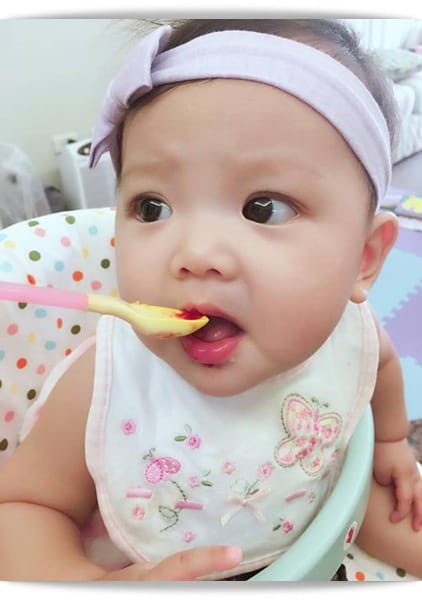 [Baby Food] 富含花青素、預防便祕，酸甜味「櫻桃泥」♪