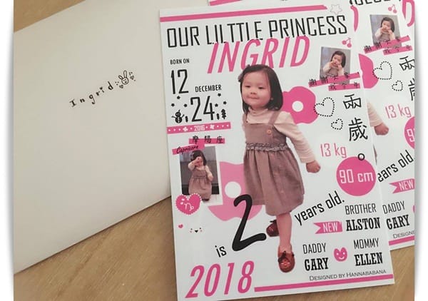 【Ingrid】雜誌風「漢娜芭芭娜Hannababana」兩歲生日卡片 ❤