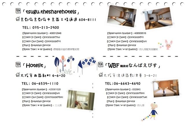 2019年大阪京都親子遊♡六天五夜行程表,可愛的手繪風旅遊書。