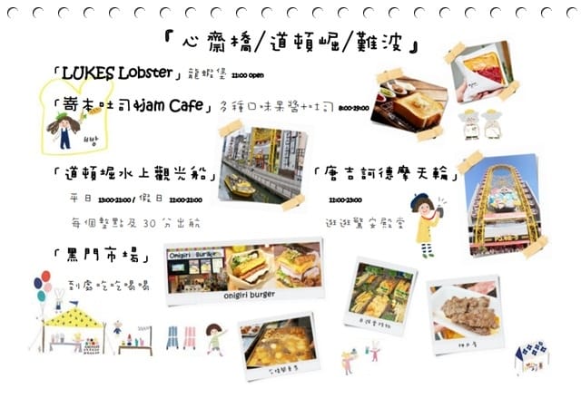 2019年大阪京都親子遊♡六天五夜行程表,可愛的手繪風旅遊書。